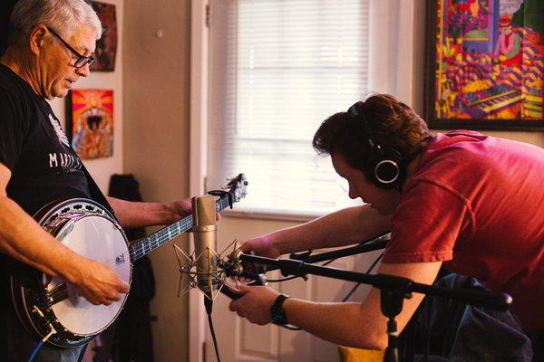 Recording banjo for The Rock Bottom Boys