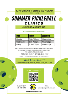 Join us for Summer Pickleball Clinics for Adults and Kids!