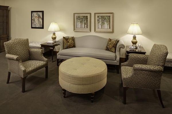 Furnishings were specifically selected to provide comfort as well as to encourage connection with friends and family.