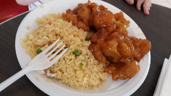 Orange chicken and rice