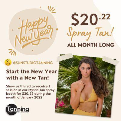 $20.22 Mystic Spray Tan Session valid till January 31st 2022