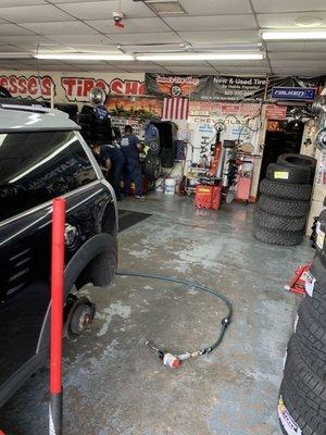 Working on getting new tires installed