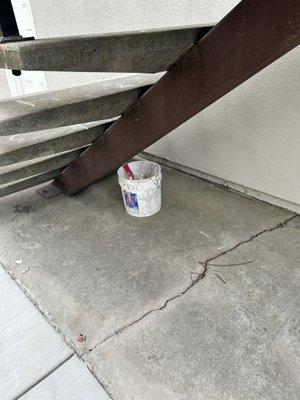 An open paint bucket left from CalPro