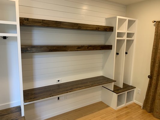 built-in desk and lockers