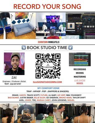 Illusion Studios Flyer
 
 #musicrecordingstudio
 #illusionstudios #minneapolis twincities #recording  #podcast #audiobook #mixing #mastering