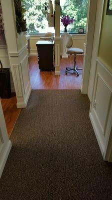 This is a picture of the carpet and vinyl wood planks Carpet Workshop used.  They look amazing.  The vinyl is Van Gogh.