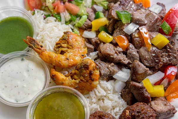 Lamb Shrimp Combo Platter