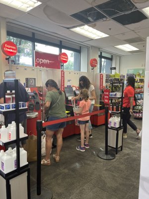 The self check out machines do not work and only one cashier? On 42nd Street in midtown Manhattan?