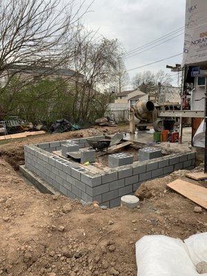 Block foundation for addition