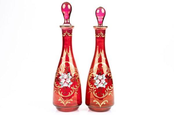 Pair Of German Gilt And Enamel Decanters