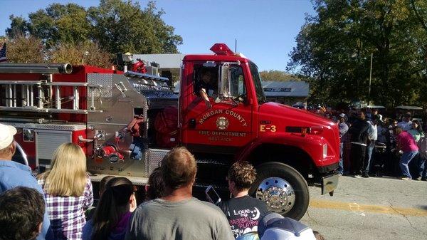 The parade is starting and this fire engine led the way.