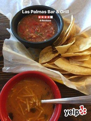 Complimentary fresh salsa & chips, small bowl of fideo soup. Served during lunch time