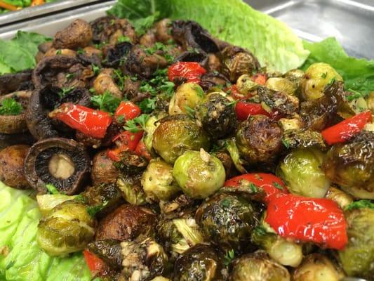 Marinated brussels sprouts and mushrooms