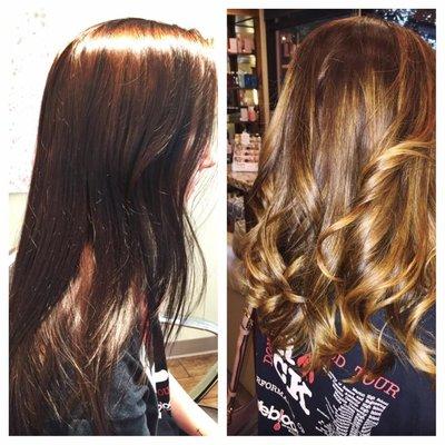 Before and after. Balayage hair painting gives a natural yet eye-popping effect on hair. It highlights and contours your face and lifestyle.