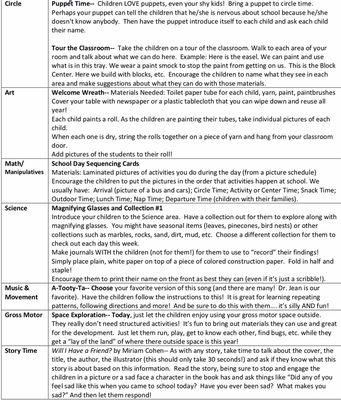 Week 1 of our lesson plan. Theme is "Back to school"