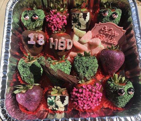 "NUG" inspired chocolate covered strawberries. ALL INFUSED WITH THC