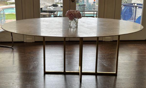 Modern gold leaf breakfast table with marble top