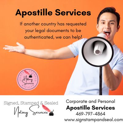 Apostille Services. If another country has requested your documents to be authenticated, we can help. Signed, Stamped, and Sealed, Notary