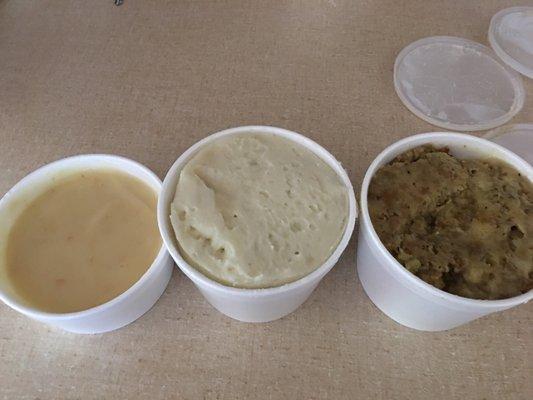 Sides with 8-piece chicken: stuffing, mashed potatoes and chicken gravy