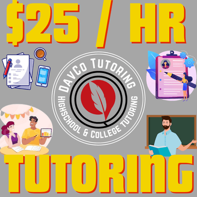 $25 / hour tutoring for highschool and college students. Call to book an appointment! Resume & Cover letter writing. Research Papers. MLA