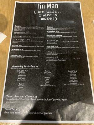 Menu back