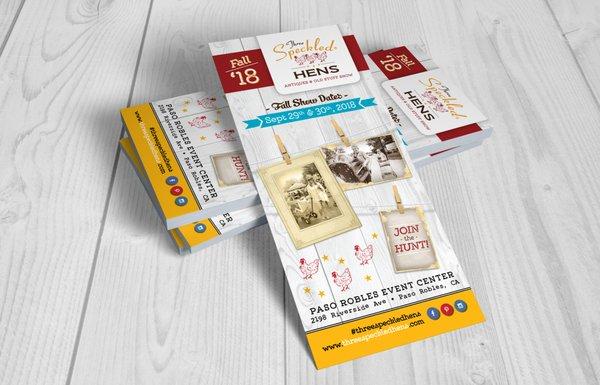 Our in-house graphic design team can help you design rack cards for your upcoming event.