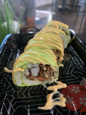 Fried soft shell crab roll the chef brought out for my gluten free friend to try