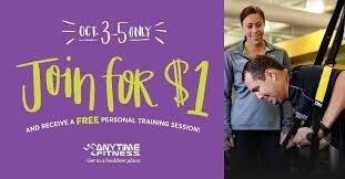 Come Join for $1 Stop Making excuses! Get to a Healthier Place with Anytime Fitness!!