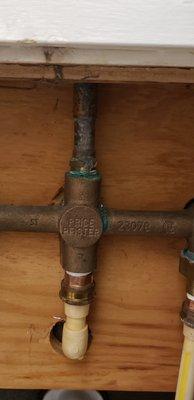 Old corroded shower bath valve