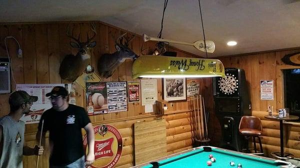 Pool and deer heads