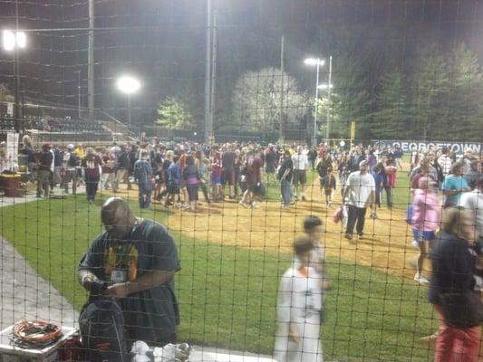 Shirley Povich field after the Redskins  charity game.