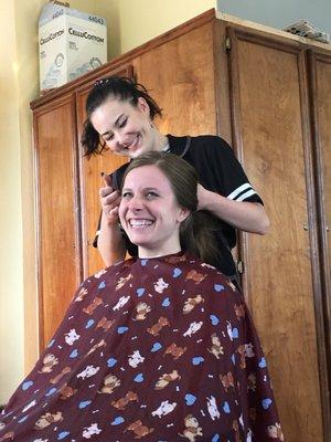 She said it was the best haircut she has ever had.