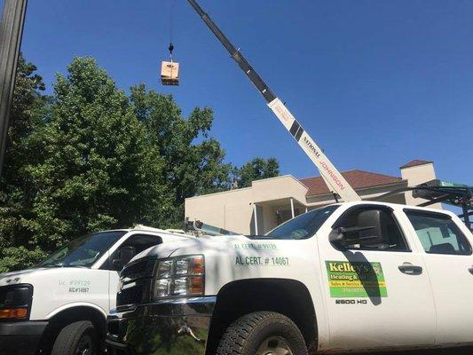 Kelley's Heating & Air - Rooftop air handler placement for condominium complex.