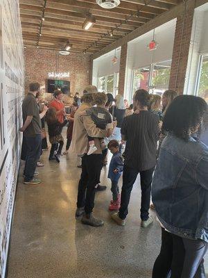 Gathering AFTER church service in our lobby.  No one ever wants to leave after service.