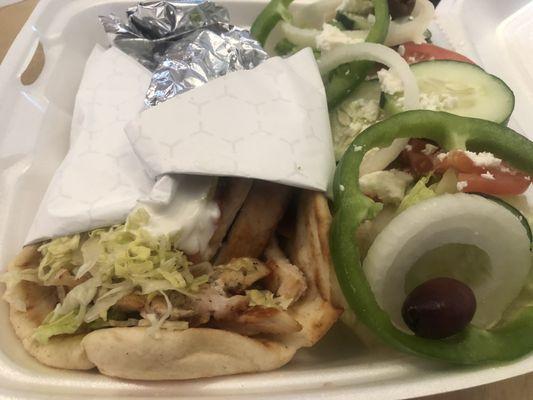 Chicken gyro and side salad