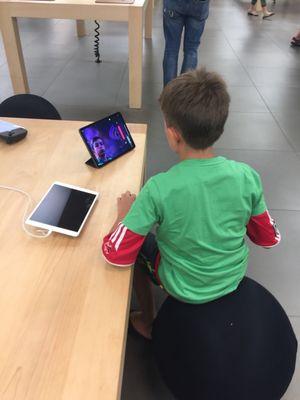 Working on video creation at apple camp