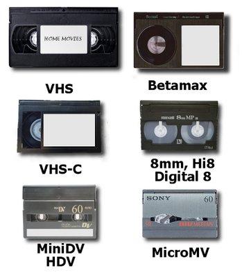 VHS VHS-C miniDV 8mm Hi8 Digital 8, Beta video cassettes can all be transferred to DVD or mp4 digital files!