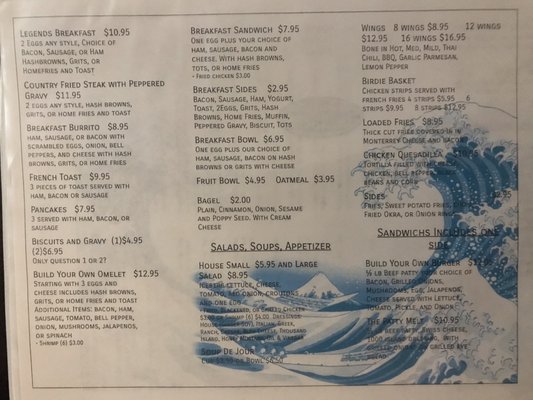 Legends to-go menu