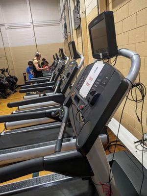 Children under 10 playing on treadmill with adult present who should know better.