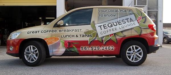 Auto Art Vinyl Graphics VW Tiguan wrap for Tequesta Coffee Lounge.