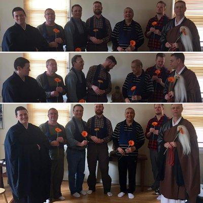 All smiling Buddhas at the end of the ceremony: taking vows and receiving precepts, 2019