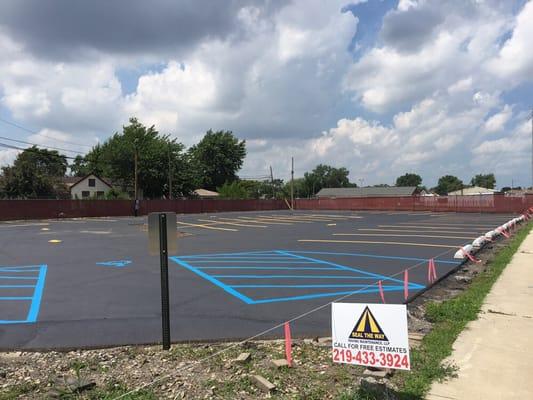 Just finished repairing sealing and striping a parking lot, for Oak Street health in Hammond, Indiana