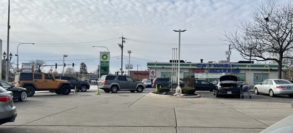 Ridiculous car wash line.