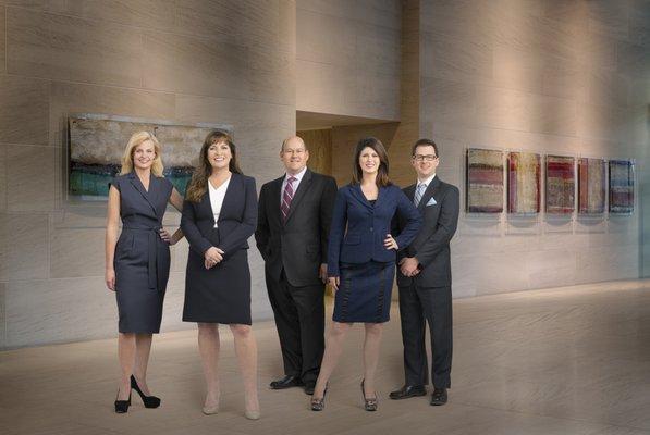 KoonsFuller Southlake Attorneys (Left to Right): Dana Manry, Managing Shareholder Heather King, Rob McEwan, Jessica Janicek, Paul Leopold