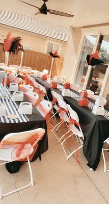 Tables chairs centerpieces