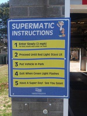 Instructions for automatic car wash bay