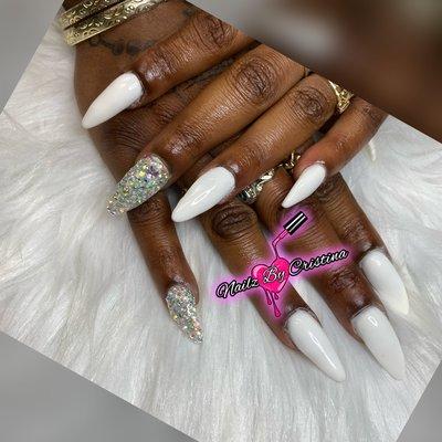 White Clawz Rhinestone Accent