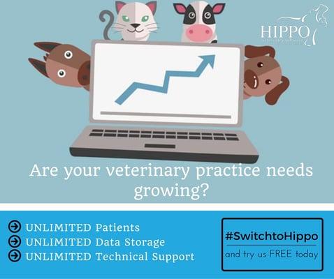 For one low price per month per vet, Hippo Manager offers unlimited data storage, tech support and no patient limits!