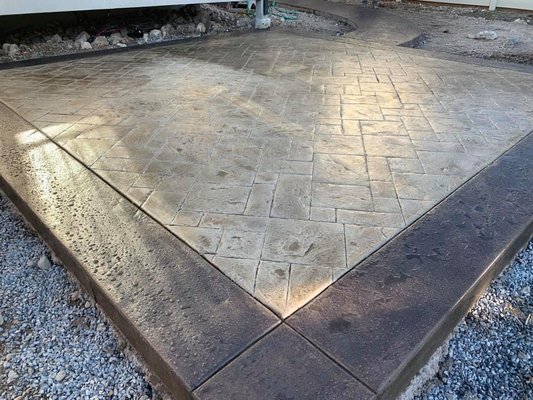 Custom Decorative Stamped Concrete Pad and Walkway