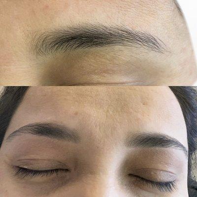 Eyebrow threading before & after